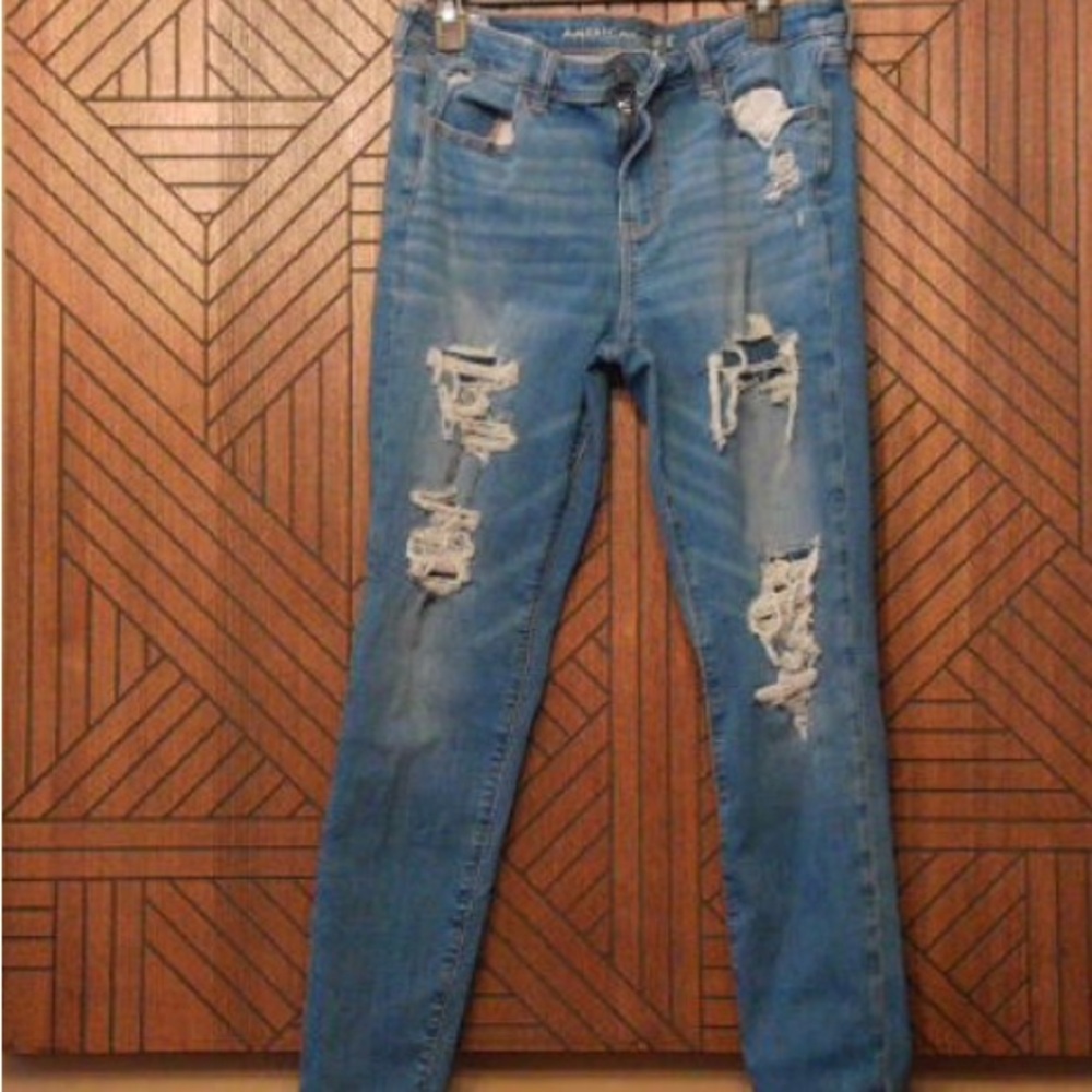 American Eagle Outfitters Ripped Blue Skinny Jeans